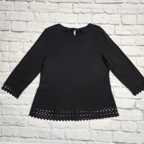 Talbots Shirt Womens Large Black Lace Trim - Picture 4 of 12